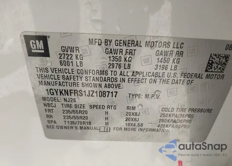 2018 Cadillac Xt5 Premium Luxury из США, поврежденный, VIN 1GYKNFRS1JZ108717